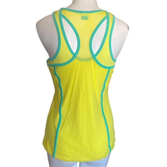 Fila Yellow Women’s Tennis Tank with Green/Teal Trim Size M - Picture 4 of 8